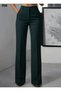 New Season Women's High Waist Imported Crepe Trousers with Pockets Green