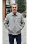 Gray Color Collar with Closed Zipper Sleeves with Snap Buttons Men's Seasonal Coat