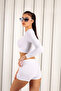 Women's White Short T-Shirt Shorts Set |   Msc055-White - 5