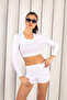 Women's White Short T-Shirt Shorts Set |   Msc055-White - 3