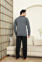 Men's 100% Cotton Pajama Set-3 Buttons-12440 - 4