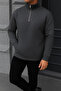 Men's Winter Basic Anthracite Zippered Sweatshirt - 3