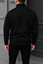 Men's Winter Basic Black Zippered Sweatshirt - 5