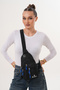 Shop Unisex Black Waterproof Shoulder Bag with USB Headphone Outlet Crossbody Chest Bag - 6