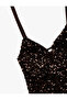 Window Detail V Neck Sleeveless Sequin Mini Evening Dress - 5