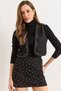 Women's Black Stone Detailed Suede Vest Ylk-19000095