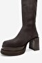 Carm Brown Nubuck Platform Heeled Women's Boots - 4