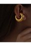 Gold Color Textured Vintage Steel Ear Cuff Earring (Single) - 5