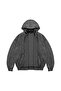Zippered Basic Hooded Unisex Washable Black Sweatshirt