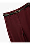 Slim Fit Pockets Viscose Blend Belt Detailed Flared Trousers - 5