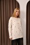 Heart Embroidered Crew Neck Cardigan