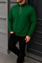 Men's Winter Basic Green Zippered Sweatshirt - 3