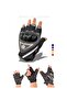Black Half Gloves Short Tactical Sports Reflective Motorcycle Cycling Gloves - 2