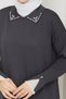 Women's Sleeve Mouth Lace Detailed Mercerized Knitwear Tunic - 7