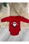 New Year's Day Santa Claus Printed Cotton Long Sleeve Snap Fastener Baby Bodysuit Undershirt Jumpsuit - 4