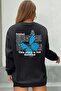 Unisex Butterfly Printed Oversize Crew Neck Sweatshirt Hoodie - 3