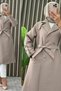 Alara Kap Box Quilted Fabric Women's Mink Buttoned Mobile Belted Cap - 2