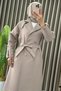 Alara Kap Box Quilted Fabric Women's Mink Buttoned Mobile Belted Cap - 3