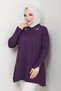 Women's Sleeve Mouth Lace Detailed Mercerized Knitwear Tunic - 5