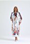 Women's Patterned Long Chiffon Dress - 2