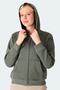 Milio I Women's Zippered Hooded Pocket Khaki Sweatshirt - 4