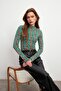 Women's Turquoise Gold Chain Leopard Patterned Finger Detailed Body