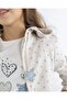 Girl's Sky Blue Star Patterned Hooded Zippered Soft Inside Sh Fleece-Lined Sweatshirt Cardigan - 2