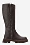 Women's Flat Zippered Boots Brown Leather - 2