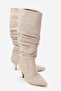 Women's Bellows Boots Beige Suede