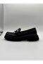Amaya Black Loafer with Thick Sole and Stone Accessory Detail - 7