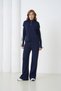 Women's Mock Neck Half Zipper Knit Detail Sweater Pants Double Knitwear Set - 5