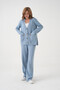 Women's V-Neck Pocket Detail Button Closure Oversized Jacket Pants Two-Piece Knitwear Set - 4