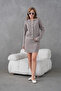 Women's Crew Neck Button Closure Patterned Jacket Skirt Two-Piece Knitwear Set 12308
