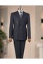 Italian Style S Slim Fit K Double-Breasted Jacket Pants Suit Navy Blue T14767