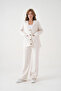 Women's V-Neck Pocket Detail Button Closure Oversized Jacket Pants Two-Piece Knitwear Set - 3