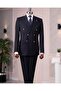 Italian Style S Slim Fit K Double-Breasted Jacket Pants Suit Navy Blue T14866
