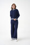 Women's Mock Neck Zipper Closure Striped Ribbed Knit Jacket Pants Double Knitwear Set - 5