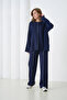 Women's Crew Neck Slit Oversized Sweater Pants Two-Piece Knitwear Set - 5