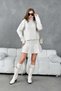Women's Turtleneck Knit Detail Sweater Skirt Two-Piece Knitwear Set - 2