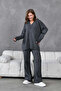 Women's V-Neck Knit Detail Oversized Sweater Pants Two-Piece Knit Set - 4