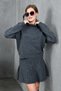 Women's Turtleneck Knit Detail Sweater Skirt Two-Piece Knitwear Set