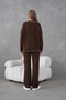 Women's Polo Neck Button Detail Oversized Ribbed Knit Sweater Pants Two-Piece Knitwear Set - 8