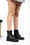 Women's Genuine Leather London Model Black Color Side Zipper Boots - 4