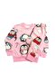 New Year's Day Patterned 100% Cotton Sha Fleece-Lined Jumpsuit with Penguin Print for Girls - 5