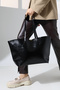 Women's Large Size Black Shiny Leather Tote Bag – Shoulder Bag |   Daily & Office Combination Compatible - 6