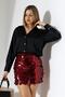 Women's Sequin Mini Skirt with Shorts - 6
