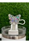 Stone Butterfly Thermos Straw Cover/Butterfly Straw Ornament/Straw Stopper/Shiny Butterfly Straw Case - 3