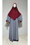 Short Length Sandy Souffle Khimar Ready Made Hijab Scarf Burgundy