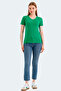 Vivek Women's V-Neck Green T-Shirt - 8