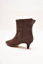 Women's Brown Suede Look Kitten Heel Short Heeled Pointed Toe Boots & Ankle Boots - 4